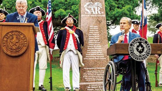 Abbott unveils monument honoring Revolutionary War patriots, receives recognition from SAR