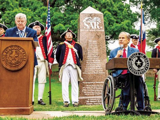 Abbott unveils monument honoring Revolutionary War patriots, receives recognition from SAR