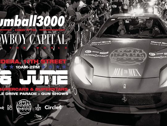 Gumball 3000 rally making Bandera stop