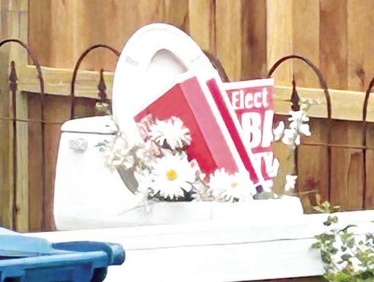 Political signs in toilet lead to criminal mischief fine