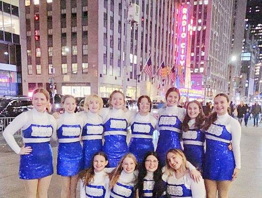 The Bandera High School Star Steppers pose in New York before performing in the Macy's Thanksgiving Day Parade in New York City. Courtesy Photo  