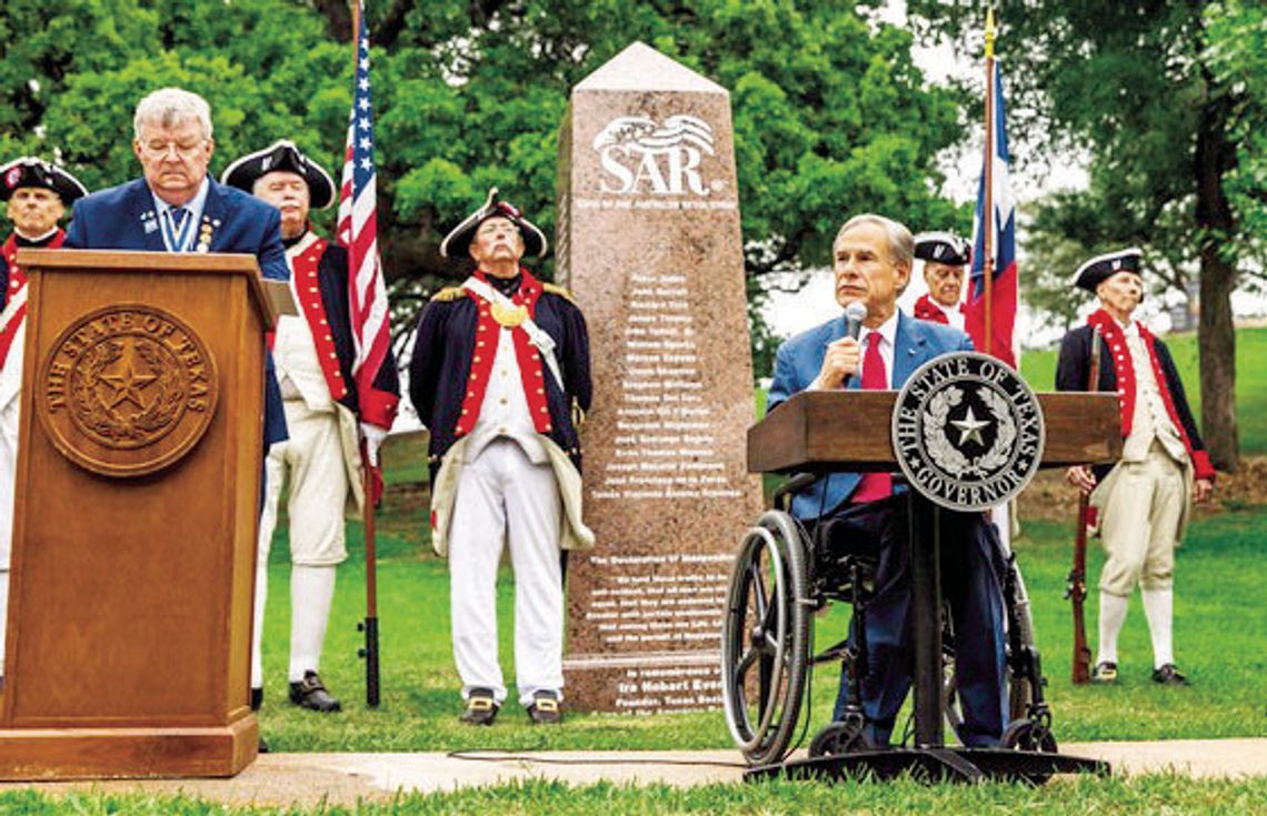 Abbott unveils monument honoring Revolutionary War patriots, receives recognition from SAR