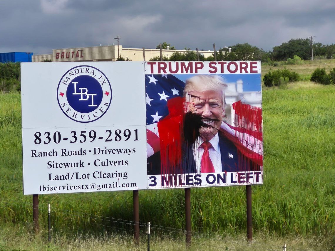 Trump Store offers $1,000 reward after billboard vandalized